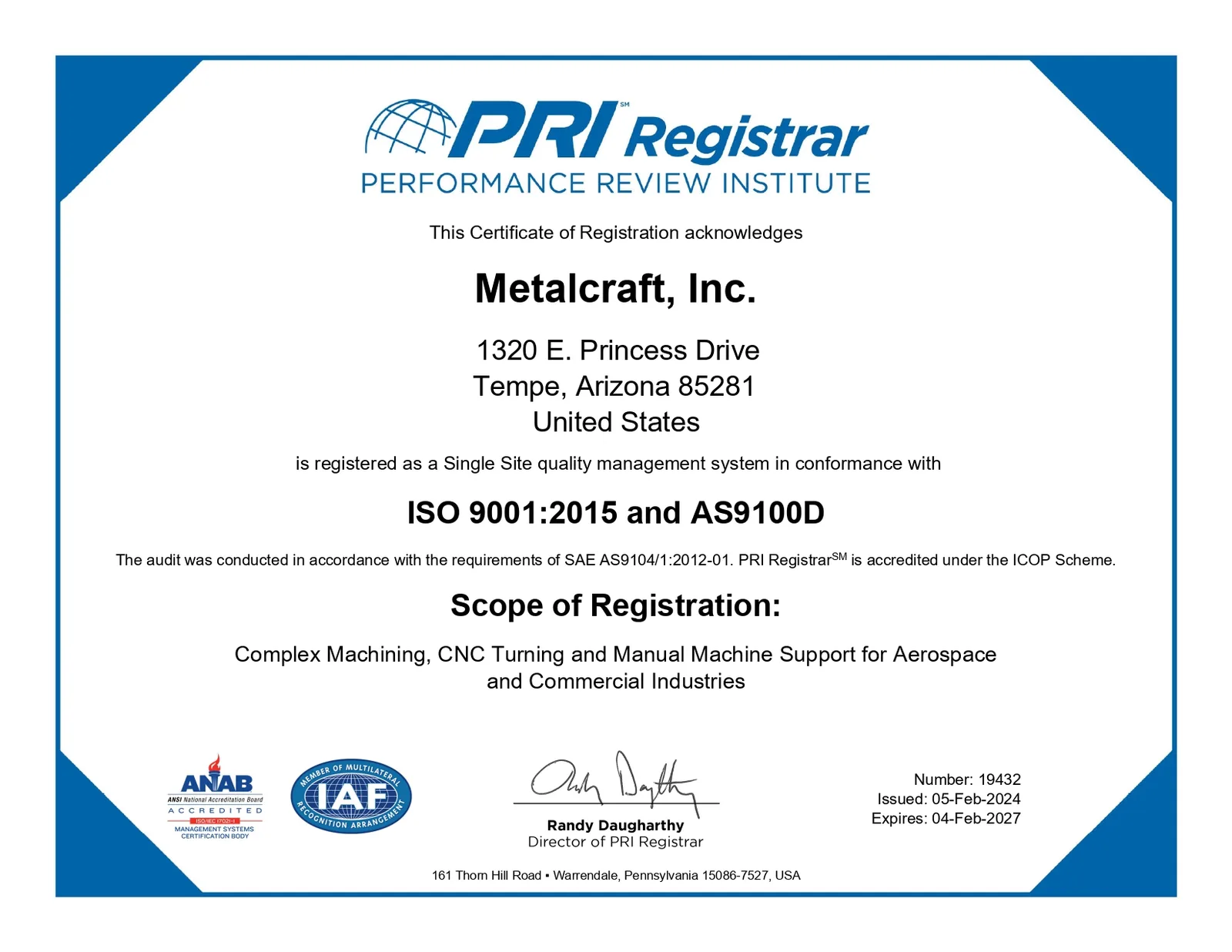Metalcraft Inc
