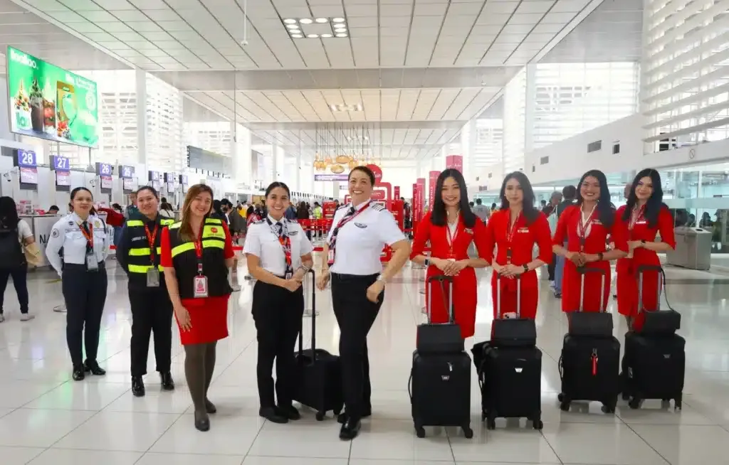 AirAsia flight crew in professional uniform