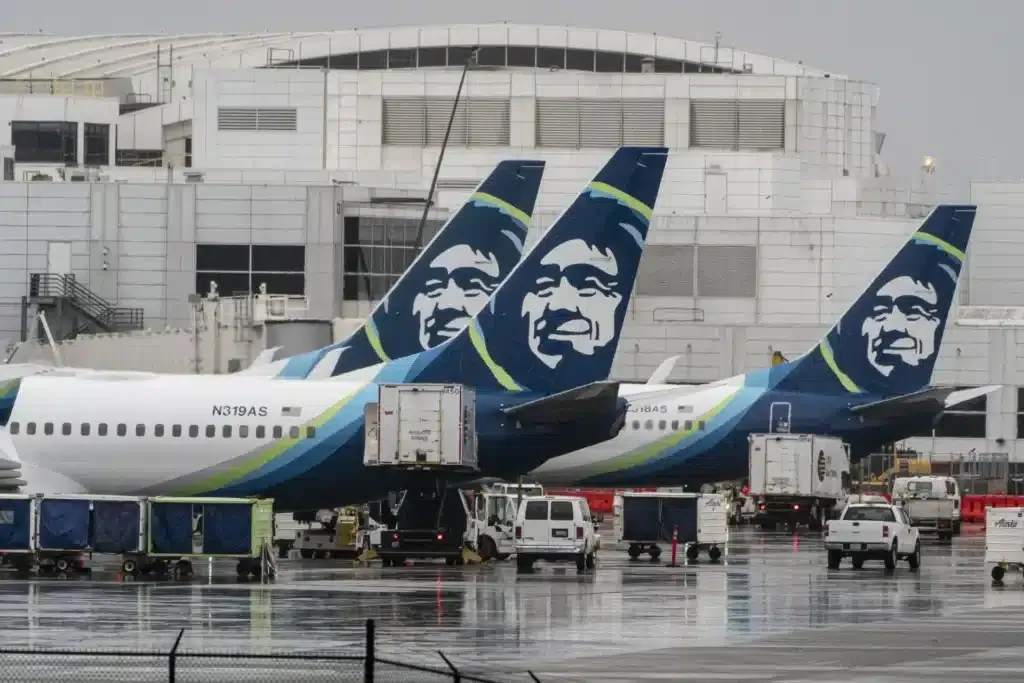Alaska Airlines 737 MAX aircraft at airport gate