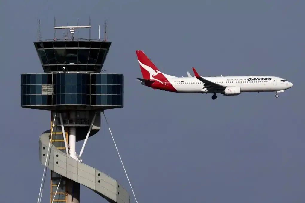 Commercial airliner on final approach to runway
