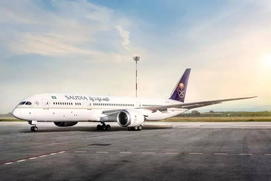 Saudi Arabian Airlines aircraft at gate