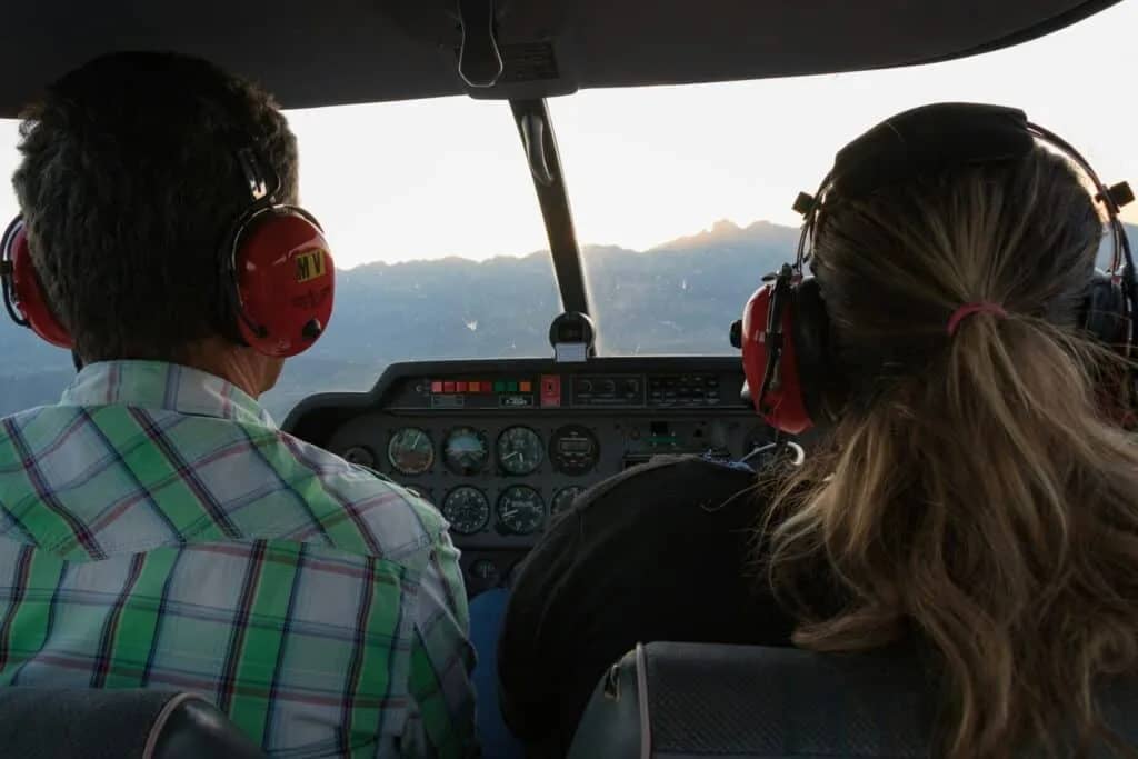 helicopter pilot training session in cockpit