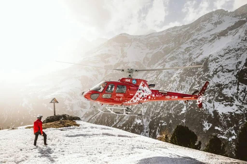 helicopter maintaining stable hover position during rescue