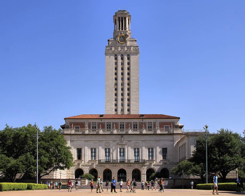 The Main Building of the University of Texas at Austin in Austin, Texas, United States.