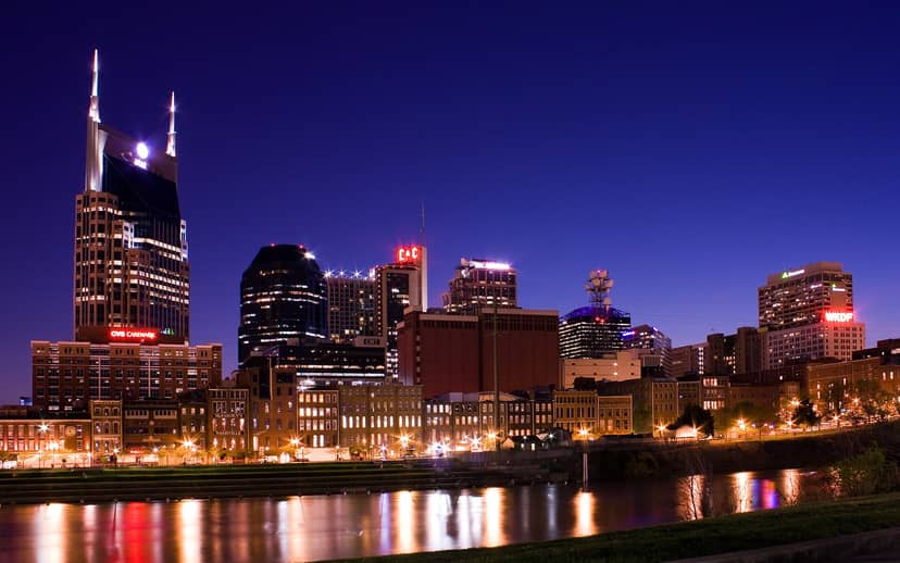 Skyline of Nashville, Tennessee taken from east bank of Cumberland River