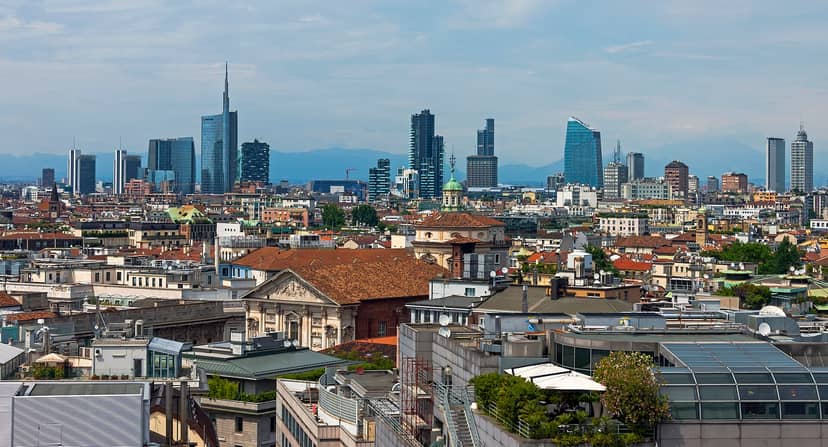 Milan skyline from roof of the Duomo