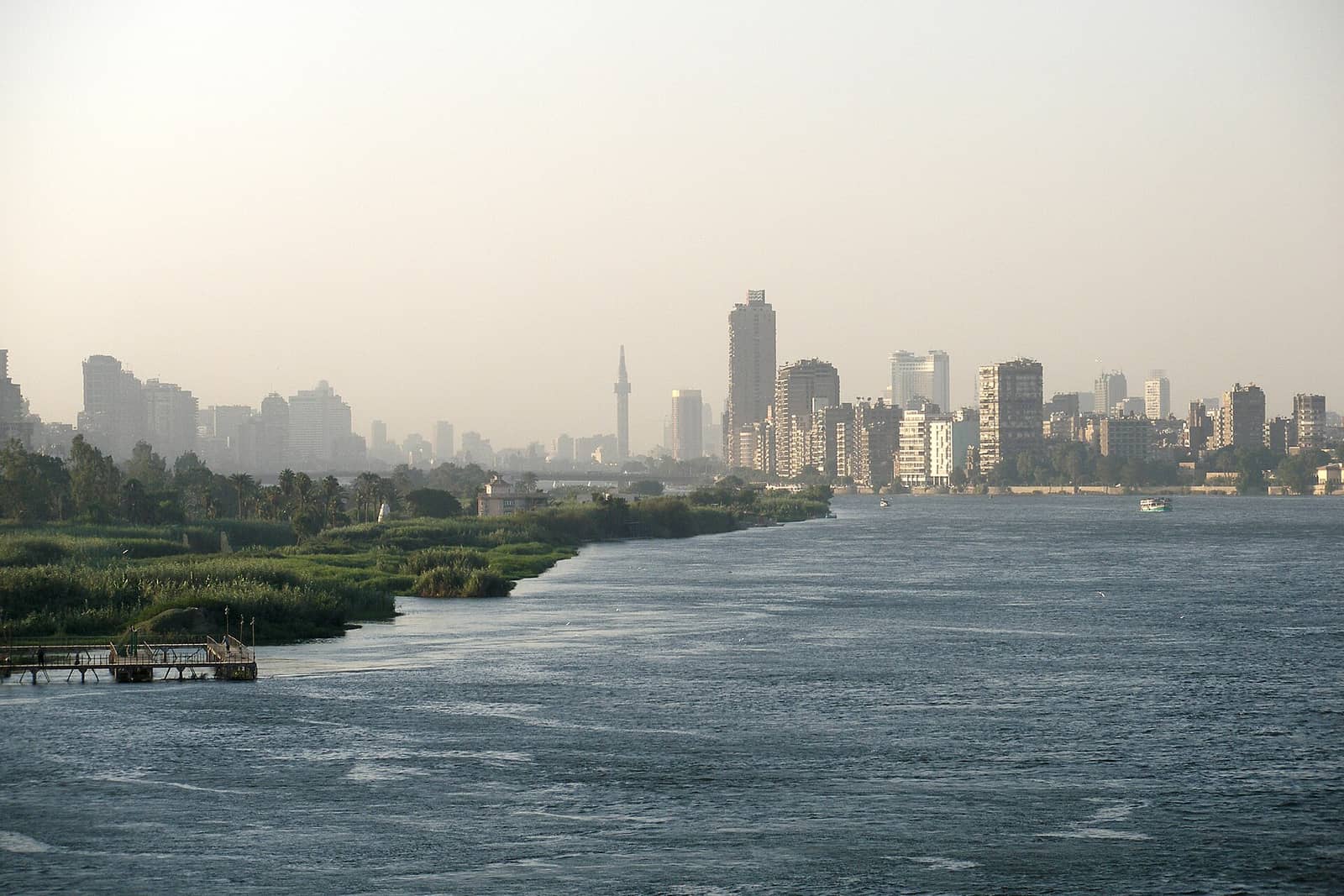 Panoramic view, Cairo skyline, Nile River, Egypt.