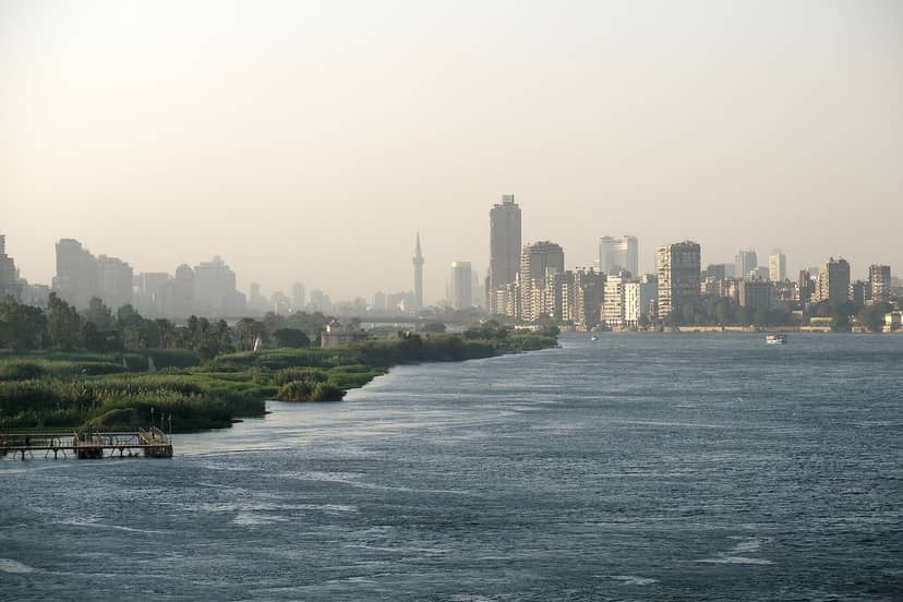 Panoramic view, Cairo skyline, Nile River, Egypt.