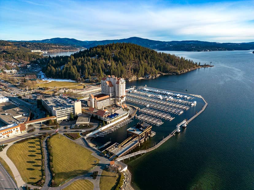 Coeur d'Alene Resort looking southeast, as seen on February 16, 2023.
