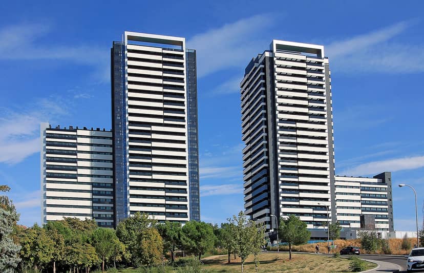 View of Skyline Madrid buildings in Spain.