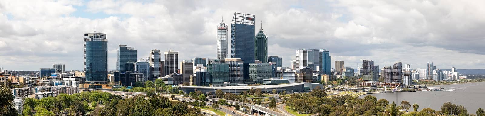 View from Kings Park to the city of Perth, Western Australia, Australia