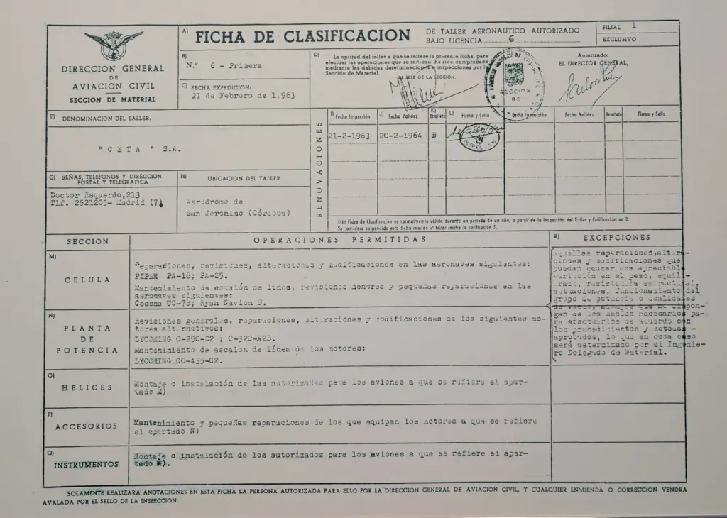 Photo: Compañía Española de Técnica Aeronáutica, from the company website