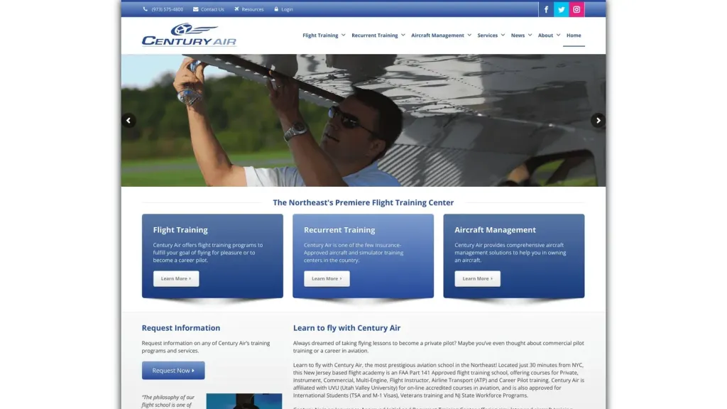 Century Air website screenshot