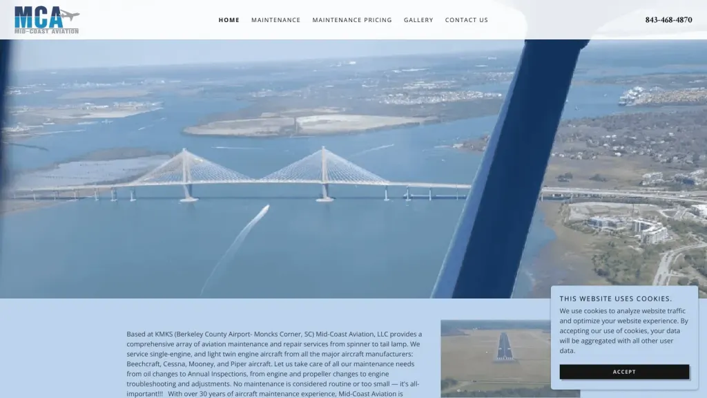 MidCoast Aviation Services, LLC website screenshot