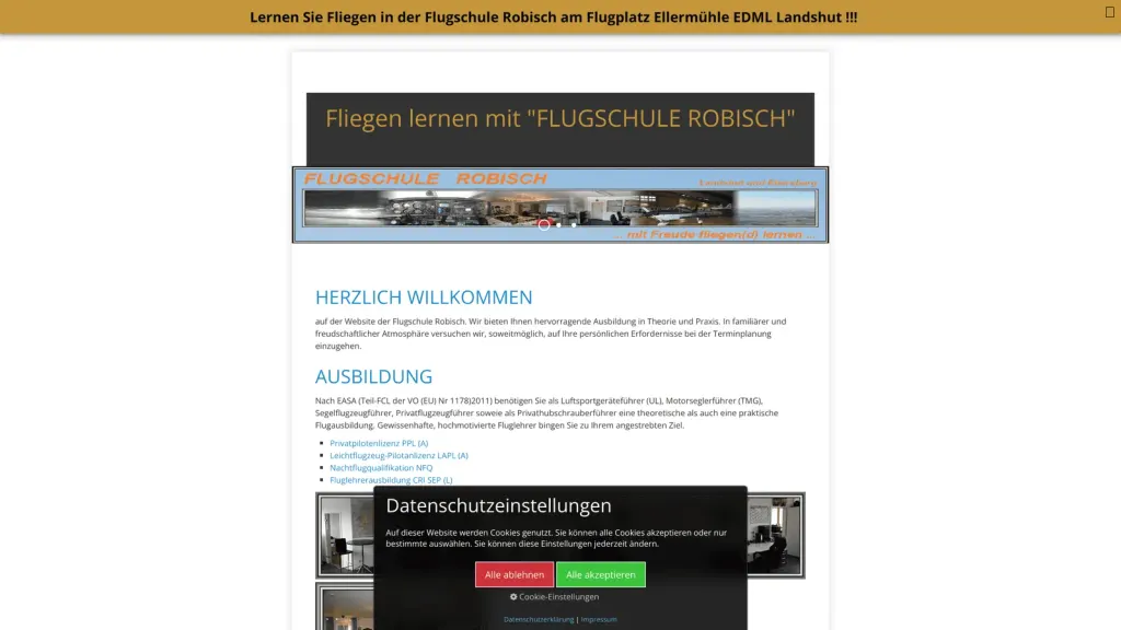 Flugschule Alfred Robisch website screenshot