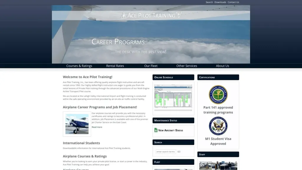 Ace Pilot Training website screenshot