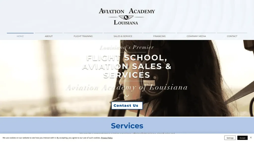 Aviation Academy of Louisiana website screenshot