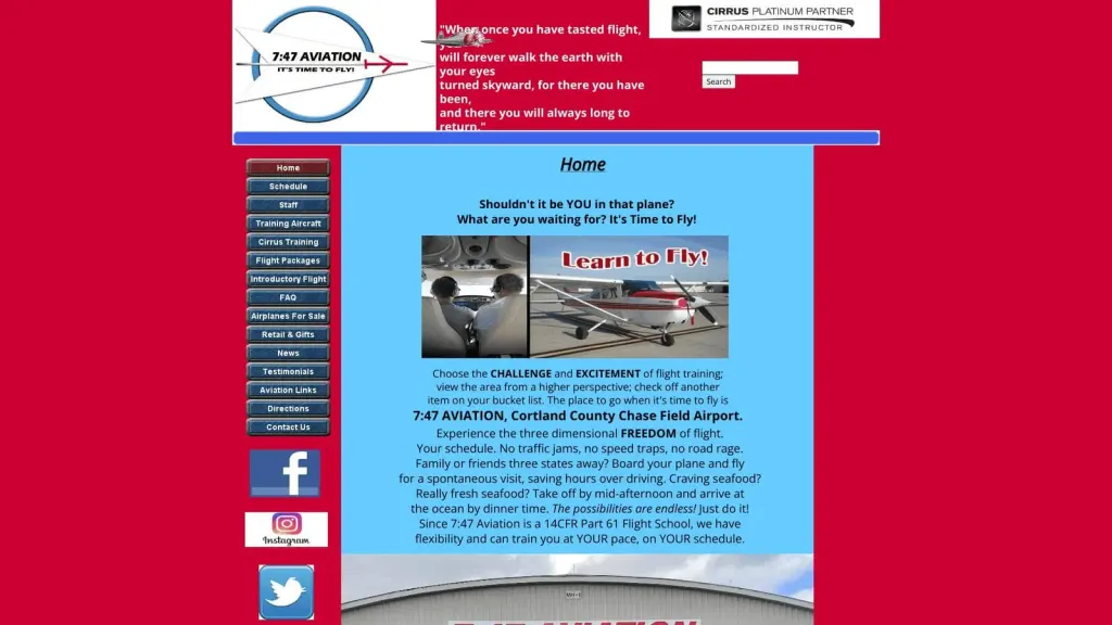 7:47 Aviation, Inc. website screenshot