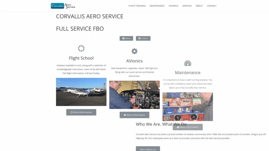 Corvallis Aero Service website screenshot