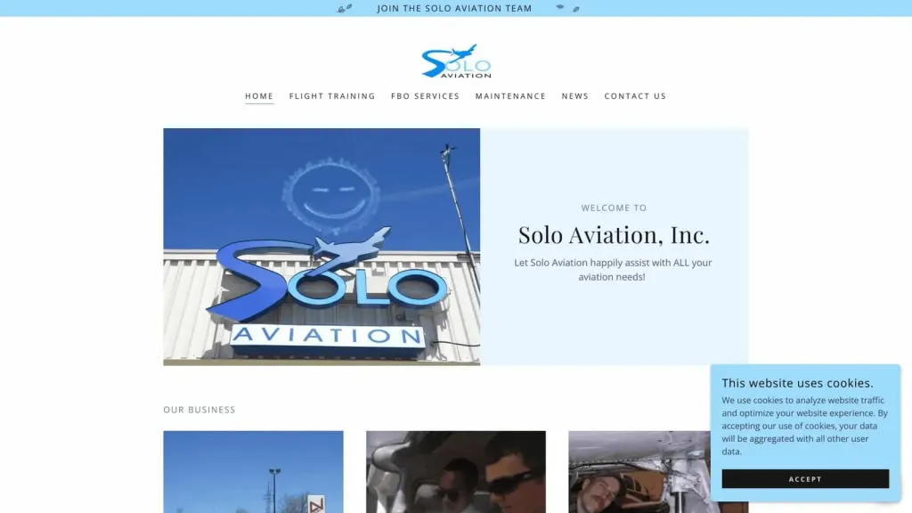 Solo Aviation Inc. website screenshot