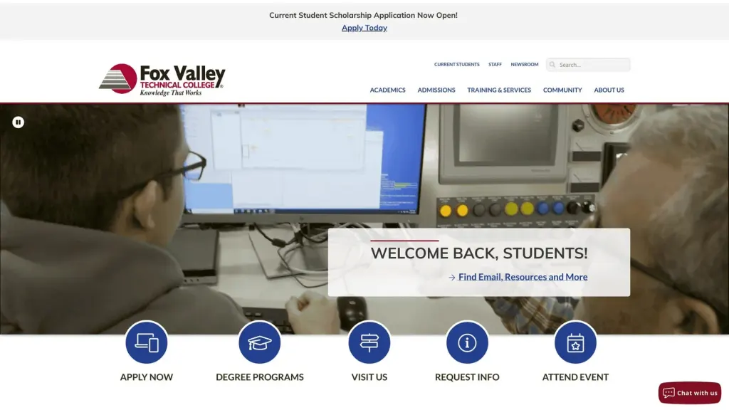 Fox Valley Technical College - Oshkosh website screenshot