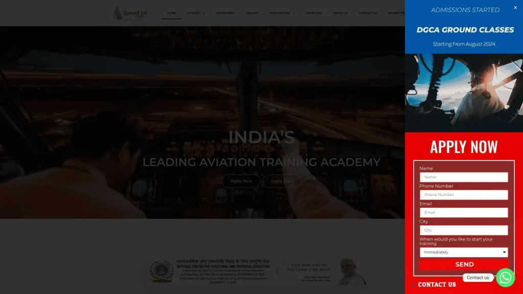 SpeedJet Aviation website screenshot