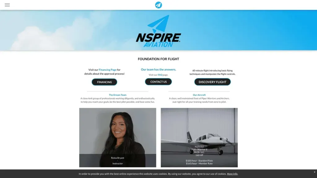 NSPIRE Aviation website screenshot