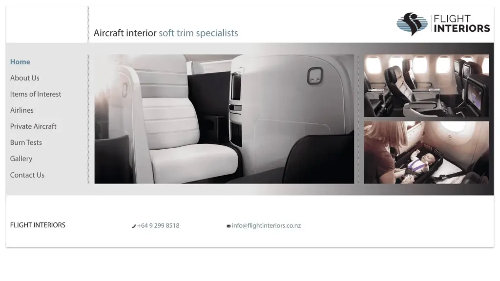 Flight Interiors website screenshot