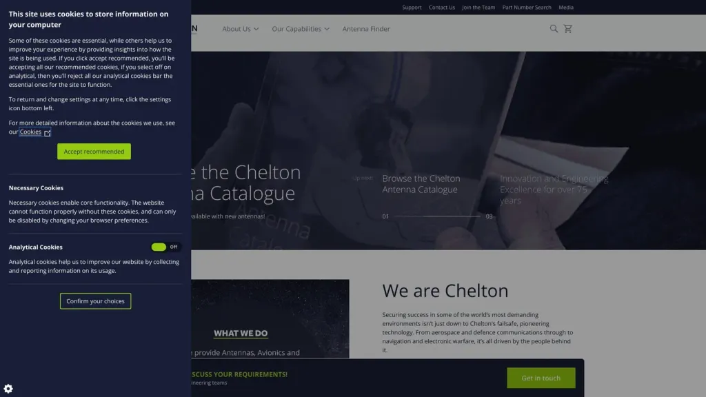 Cobham Aerospace Communications website screenshot