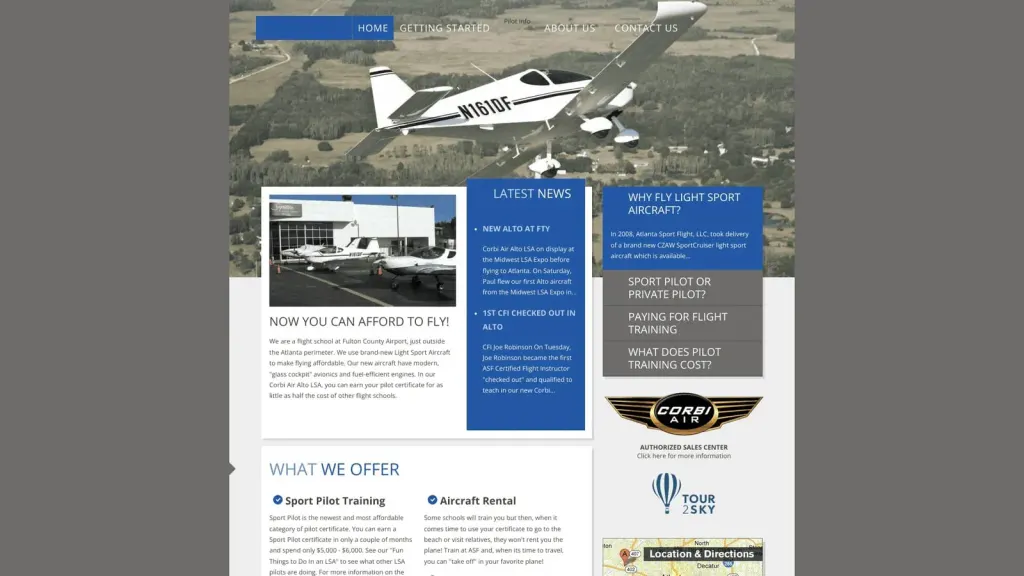Atlanta Sport Flight website screenshot