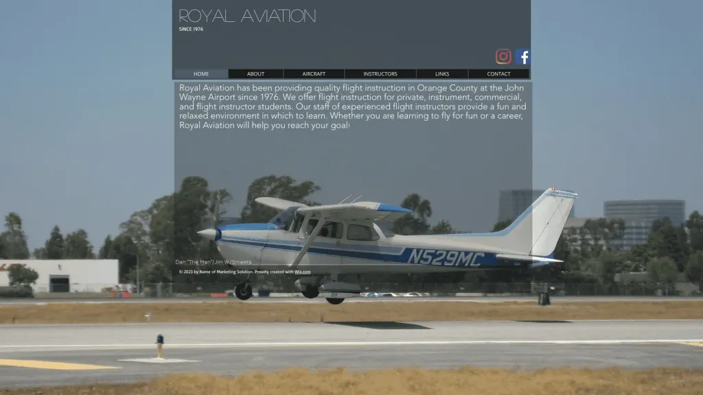 Royal Aviation website screenshot