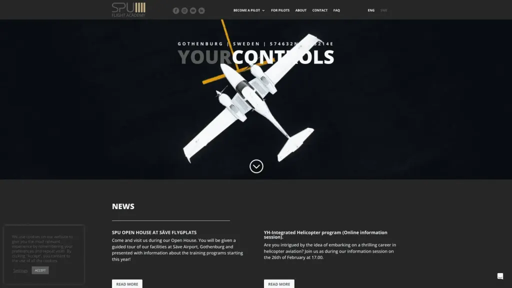 Svensk Pilotutbildning website screenshot