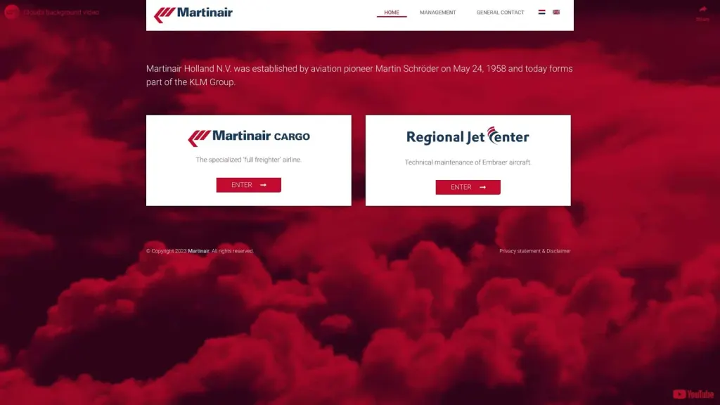 Martinair Inc website screenshot