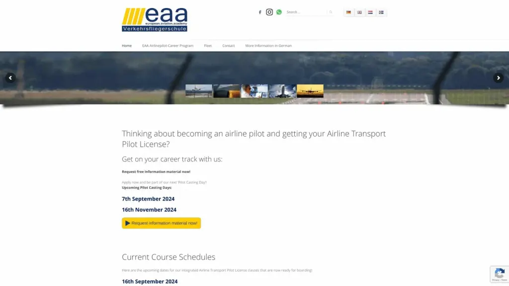 EAA Aviation Academy website screenshot