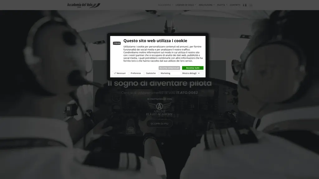 Accademia del Volo website screenshot