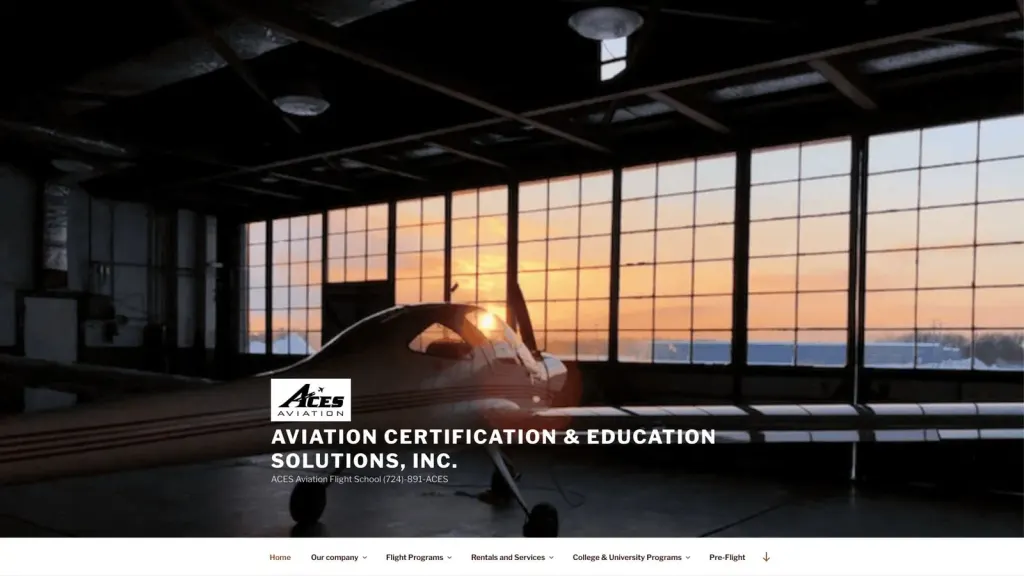 ACES Aviation website screenshot