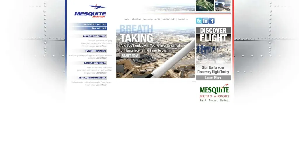 Mesquite Aviation website screenshot