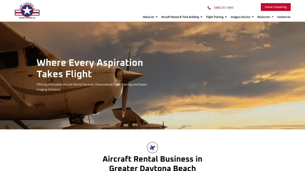 Air America Flight Center website screenshot