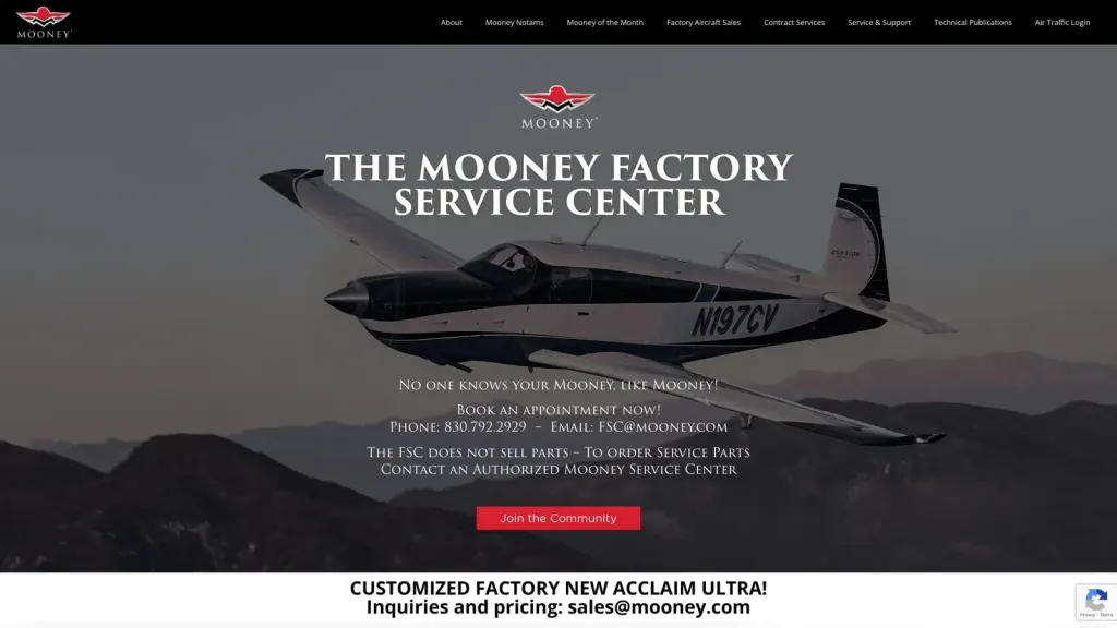 Mooney International website screenshot