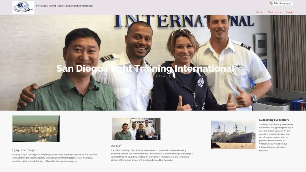 San Diego Flight Training International website screenshot