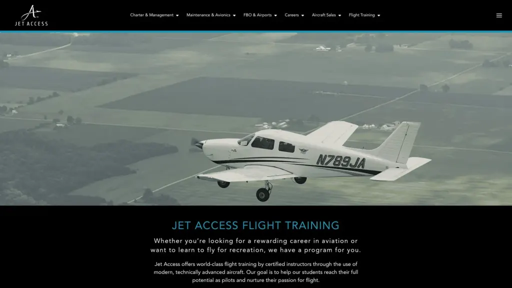Indy Flight Training website screenshot