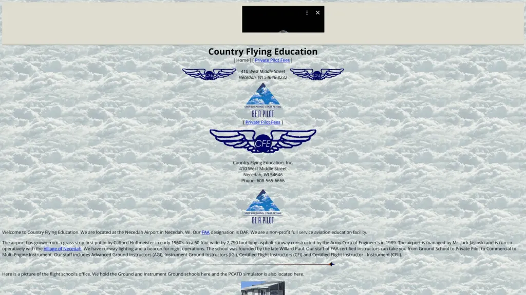 Country Flying Education website screenshot