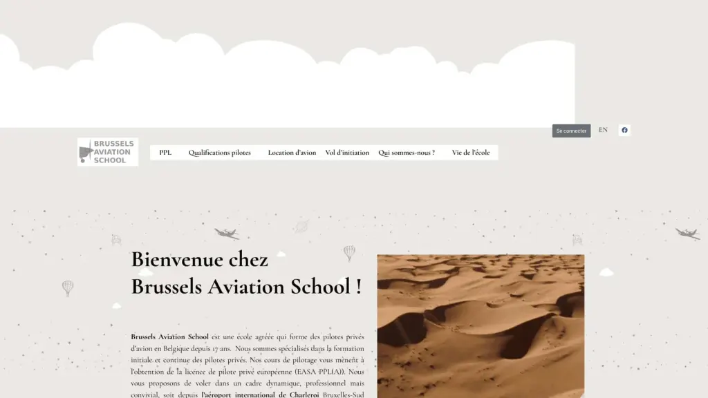 Brussels Aviation School website screenshot