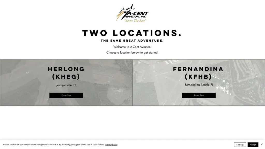 A-Cent Aviation, Inc. website screenshot