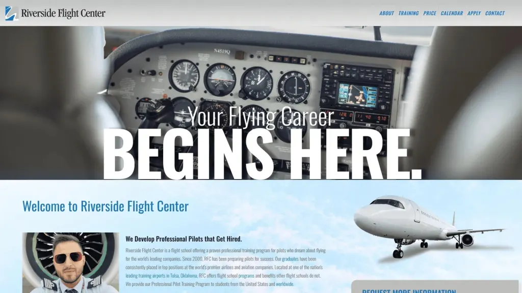 Riverside Flight Center website screenshot