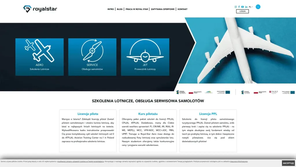 Royal Star Aero website screenshot