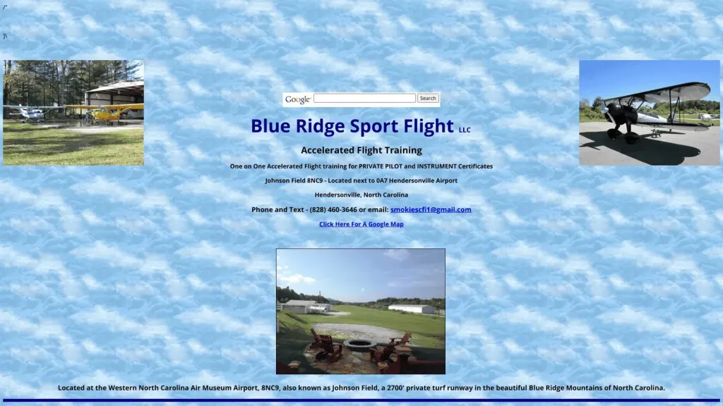 Blue Ridge Sport Flight website screenshot