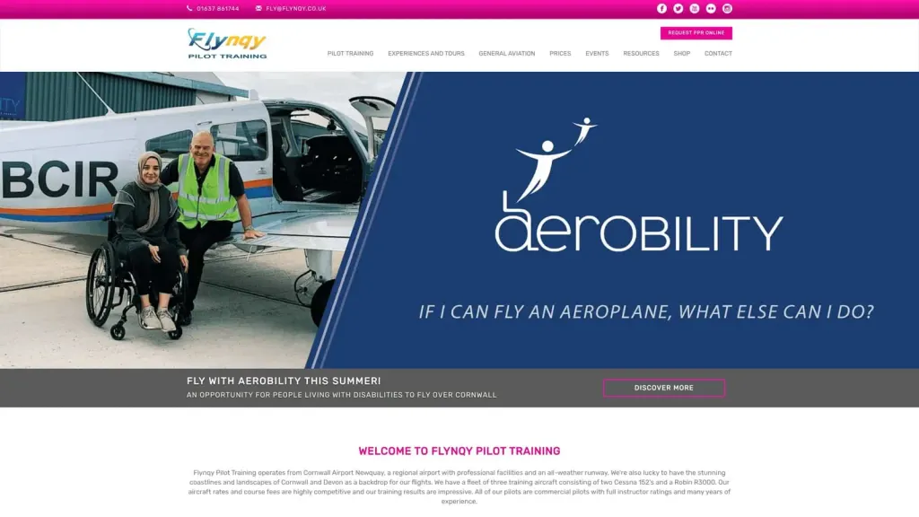 Flynqy Pliot Training website screenshot