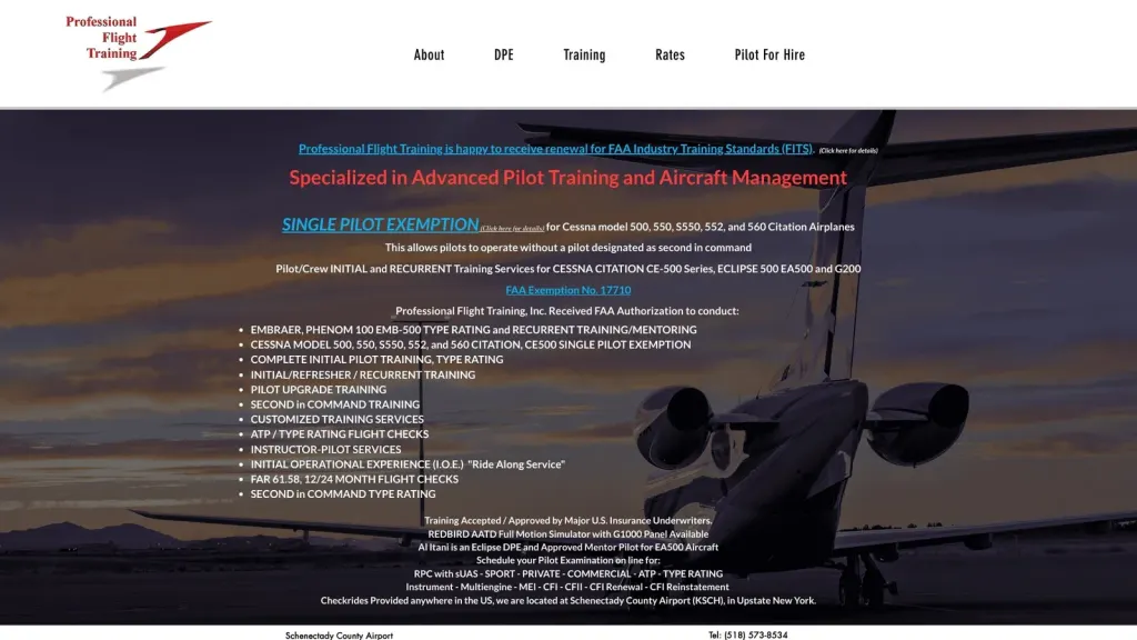 Aviation Training Center, Inc. website screenshot