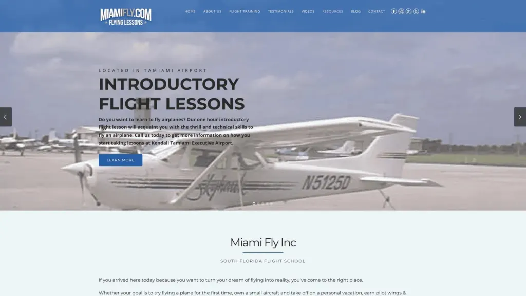 MiamiFly Inc website screenshot